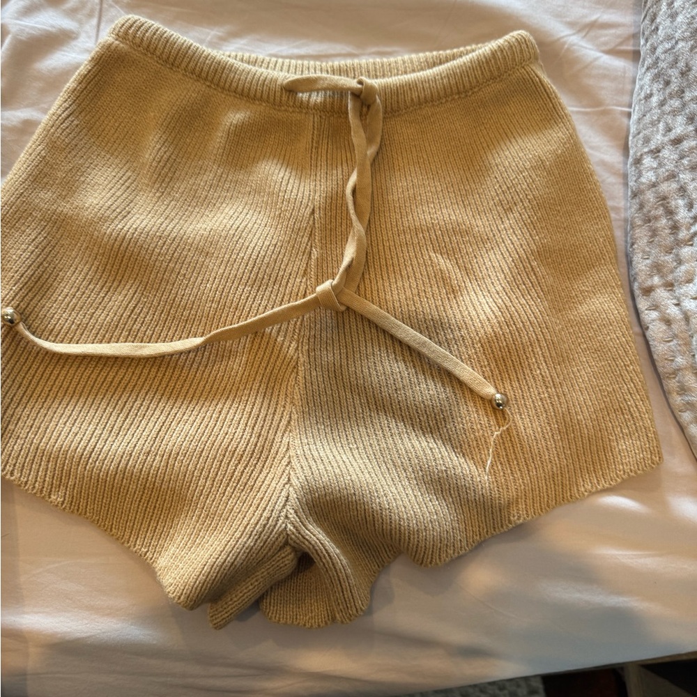 Sabo Skirt Tan High Waist Knit Shorts - Picture 1 of 4